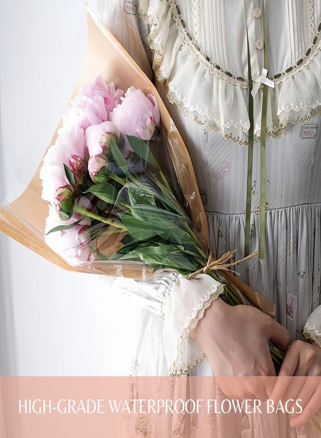 BBJ WRAPS Long Flower Bags for Bouquets, Large Flower Sleeves for Bouquets Supplies, Brown Bouquet Bags Flower Bar Supplies-50 Counts (4.7"x14"x22"L) - Image 3